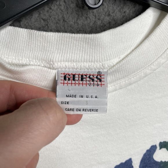 GUESS JEANS USA T-Shirt White Long Sleeve Womens Small Classic Spellout Logo - Picture 5 of 16